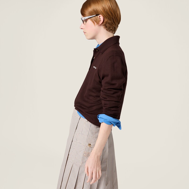 Wool knit polo shirt
