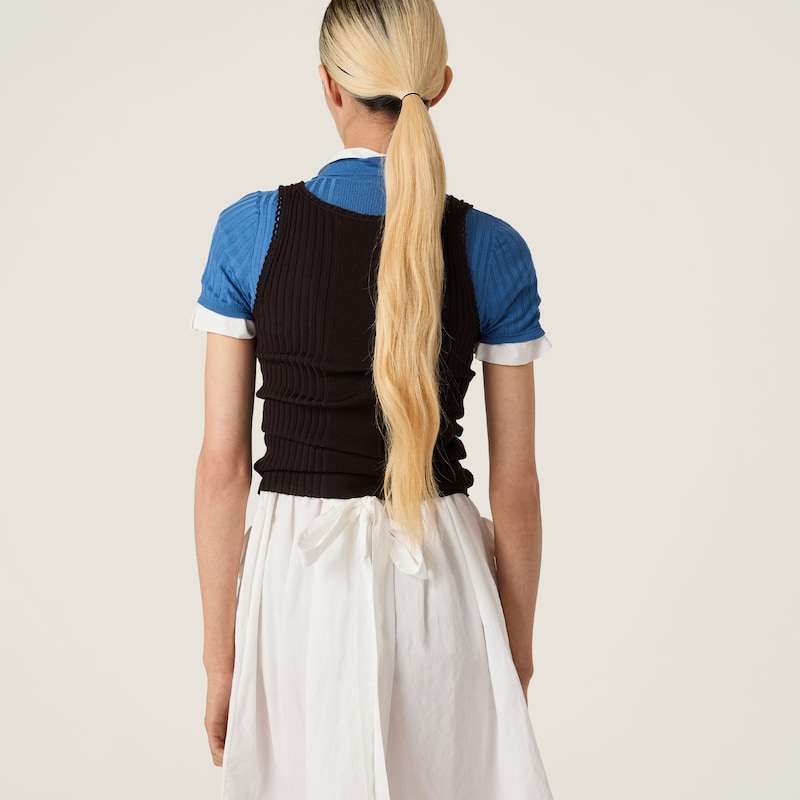 Ribbed knit wool tank top