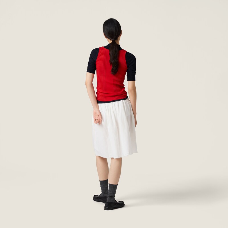Ribbed knit wool tank top
