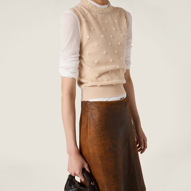 Embroidered cashmere vest