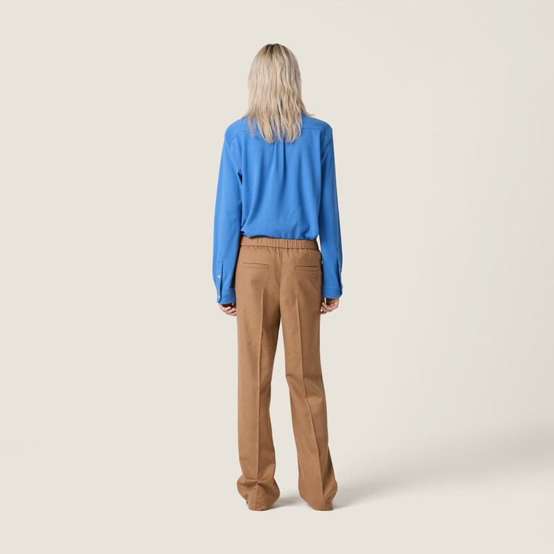 Camel hair drawstring pants