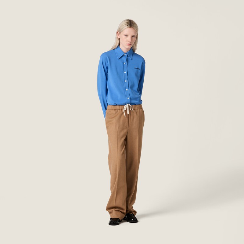 Camel hair drawstring pants