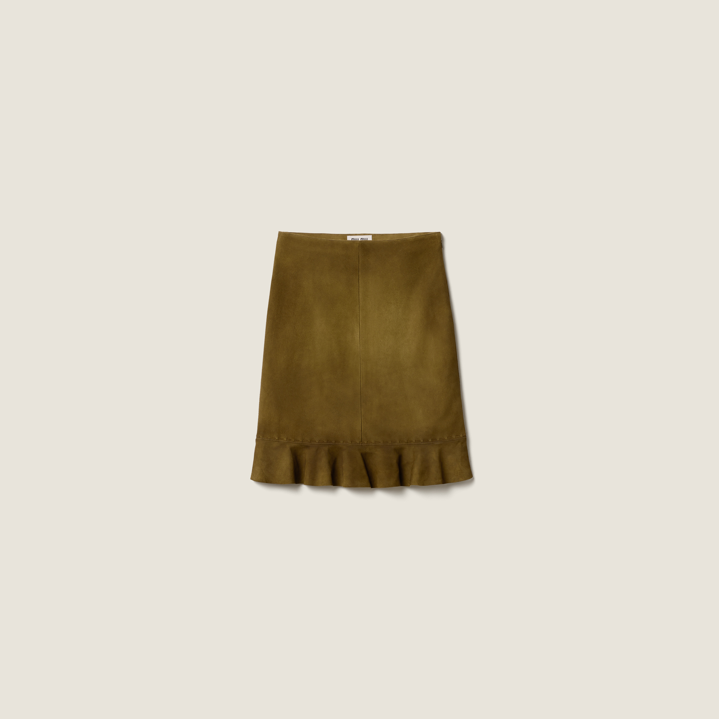 Waxed suede skirt