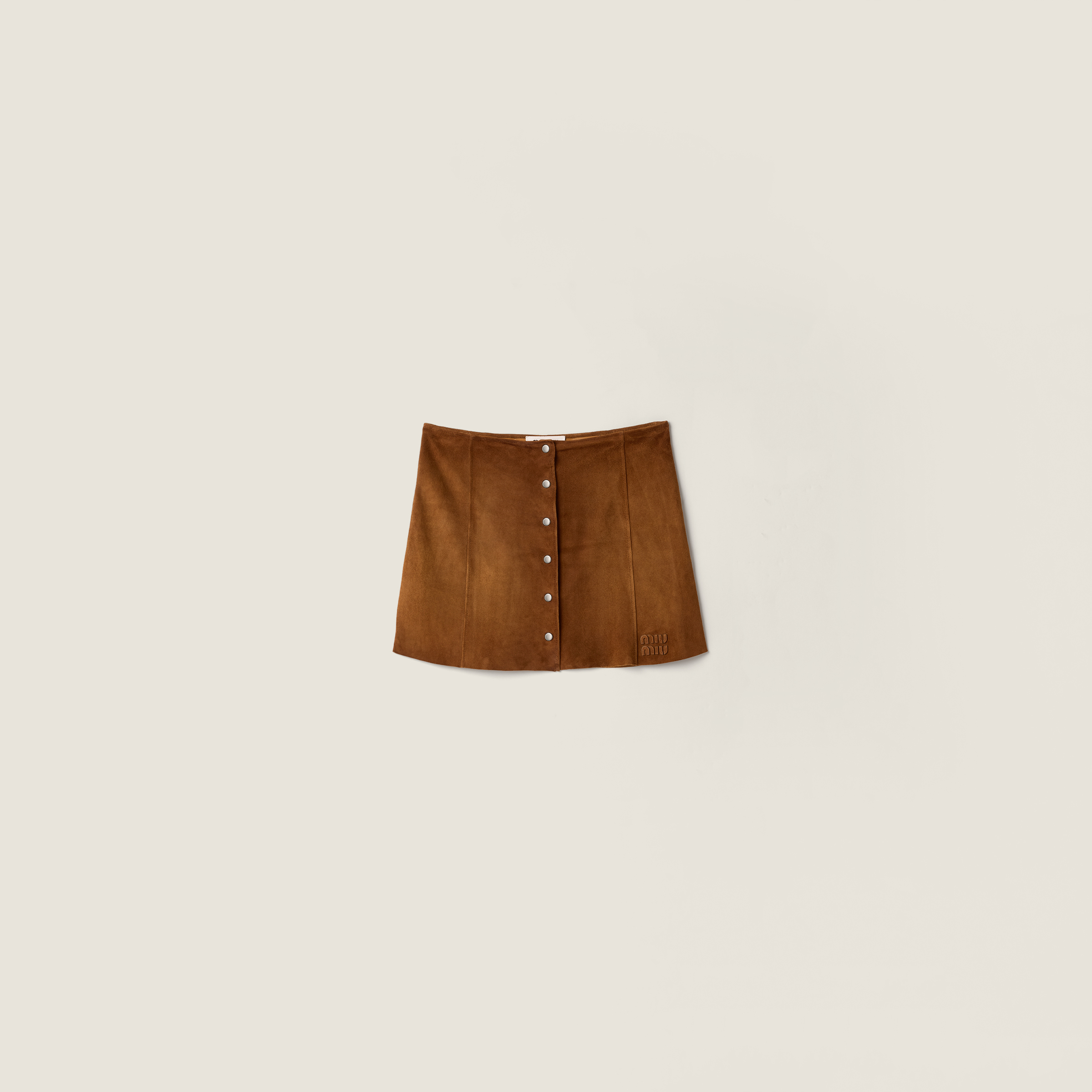 Waxed suede miniskirt