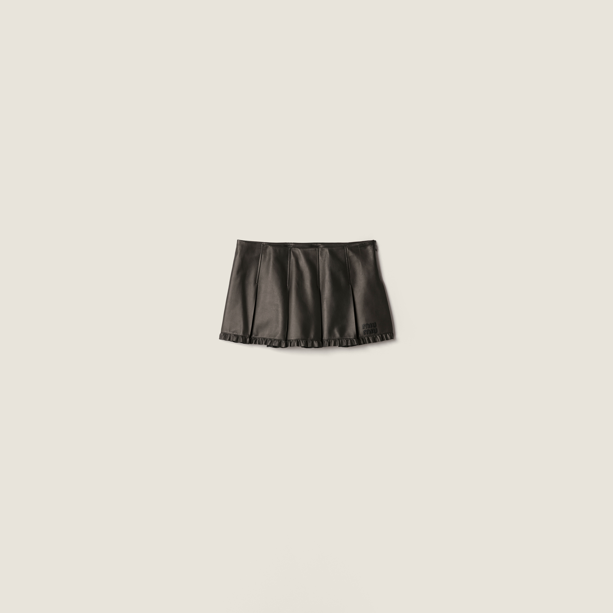 Pleated nappa leather skirt