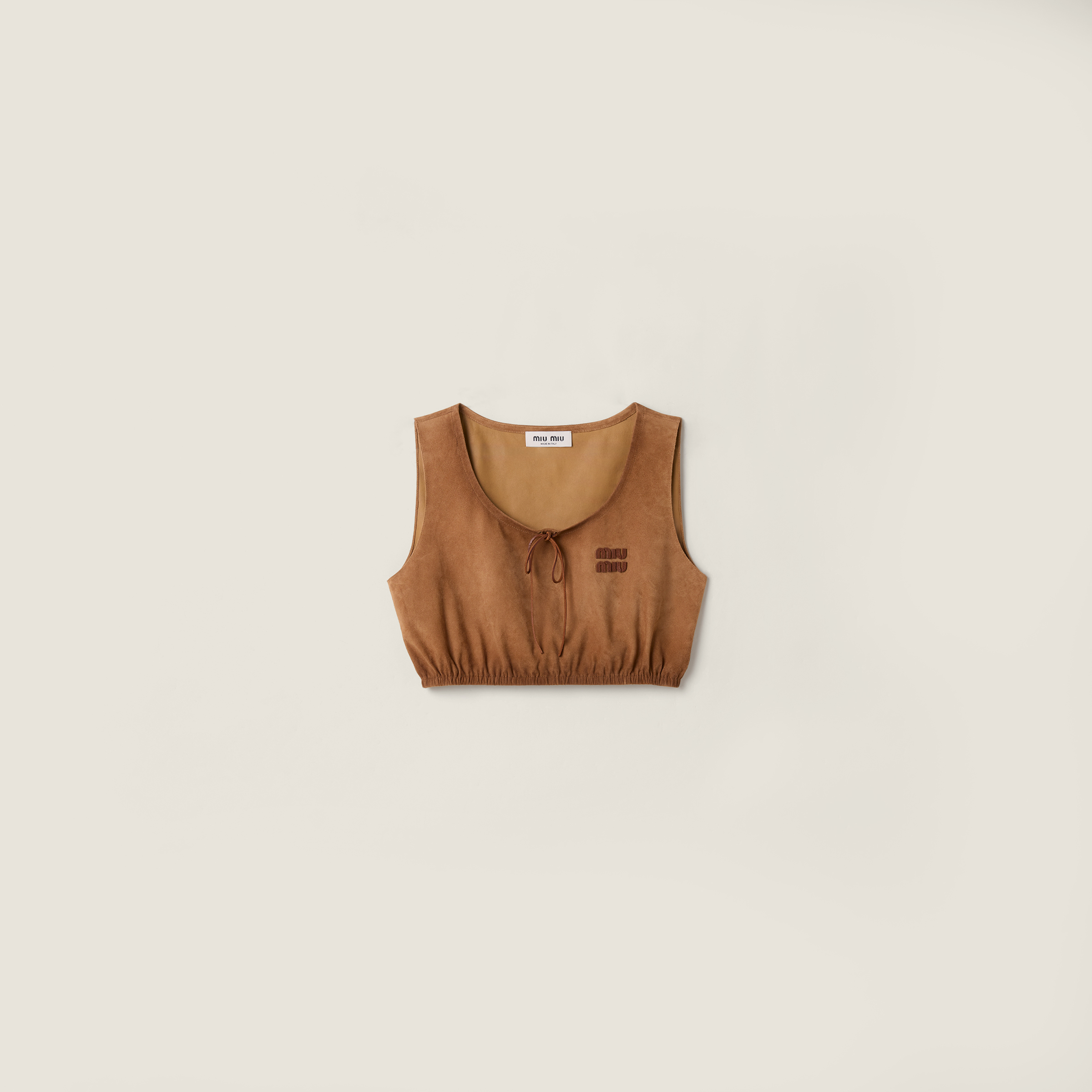 Waxed suede crop top