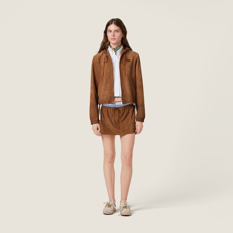 Waxed suede blouson jacket