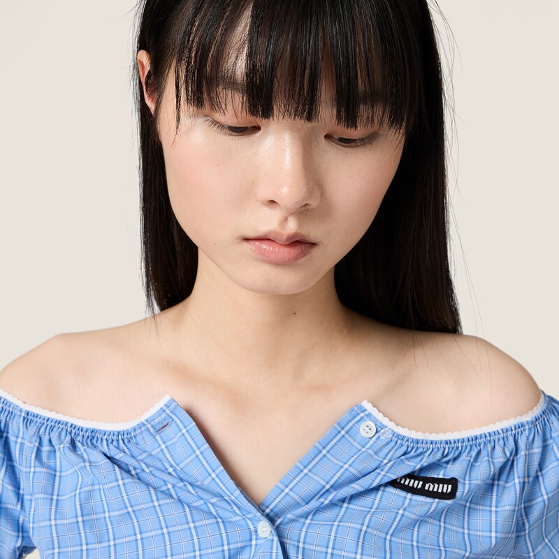 格纹府绸质感短款上衣