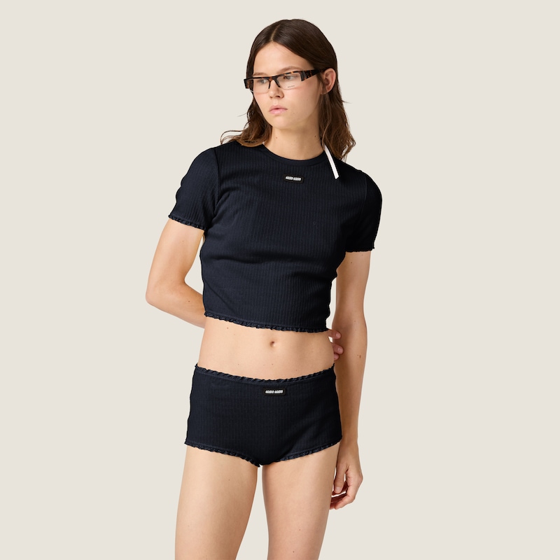Garment-dyed cotton top