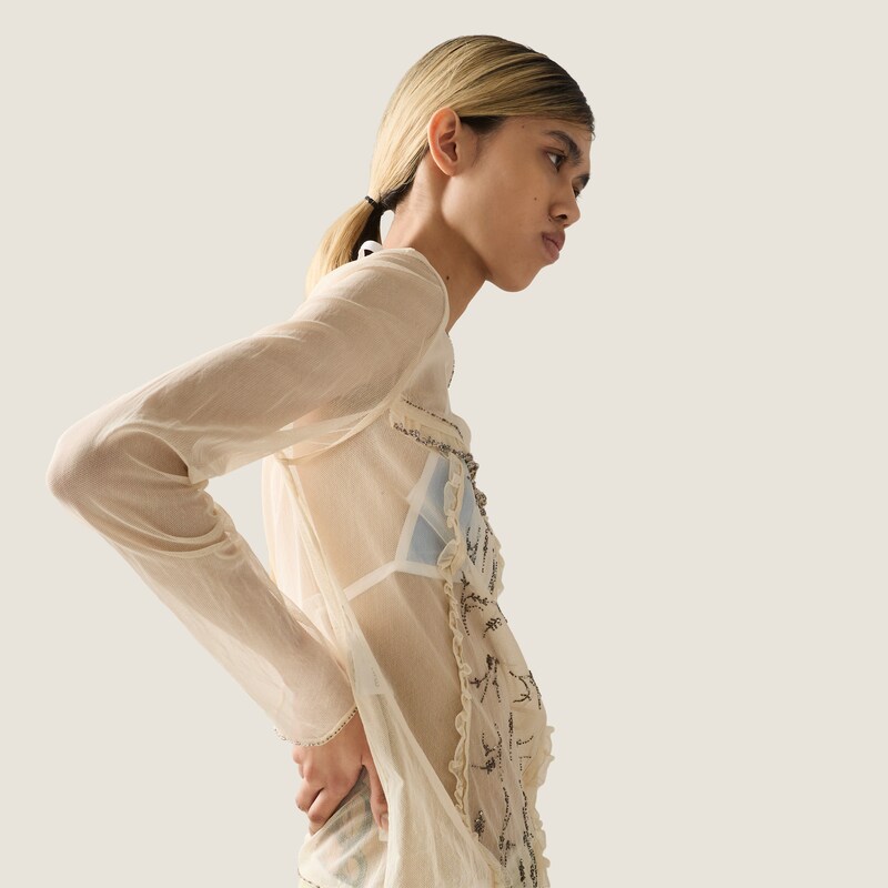 Embroidered tulle top