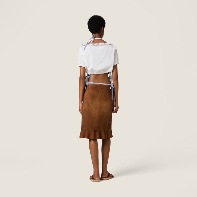 Embroidered poplin crop top