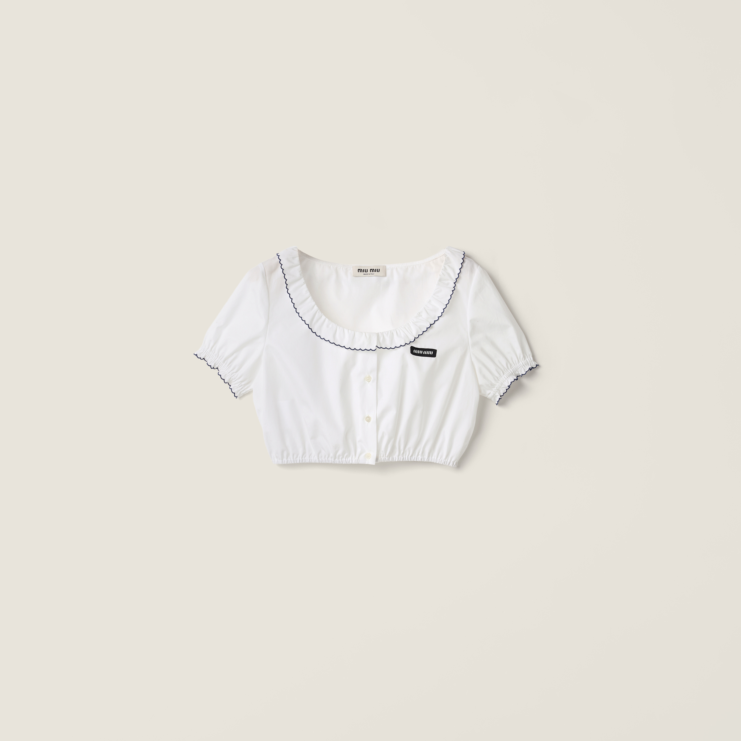 Embroidered poplin crop top