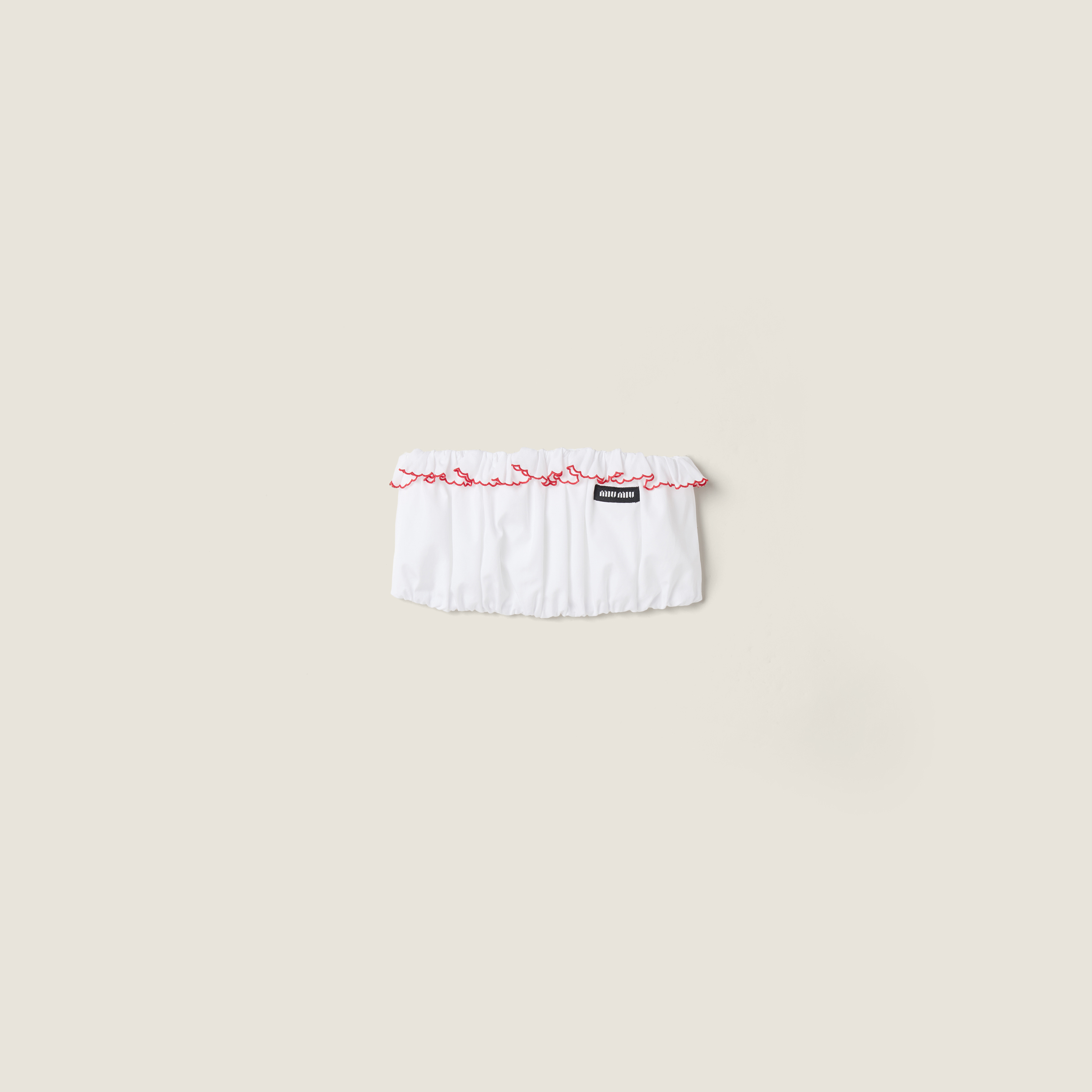 Embroidered poplin bandeau top